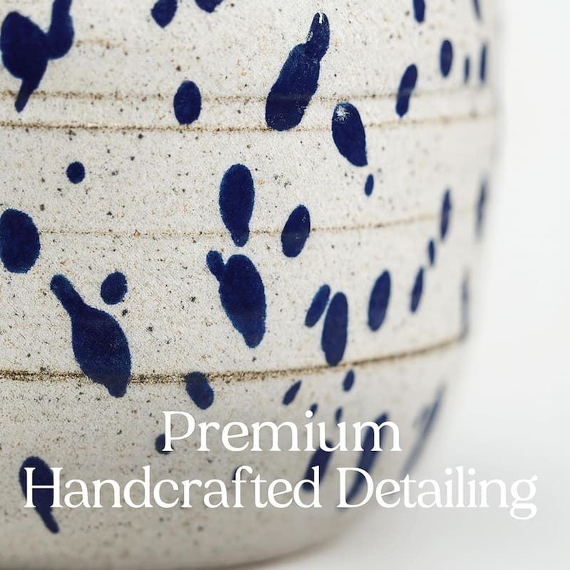 Aria Home Abstract Ceramic Vase With Blue Splatter Modern Home Decor