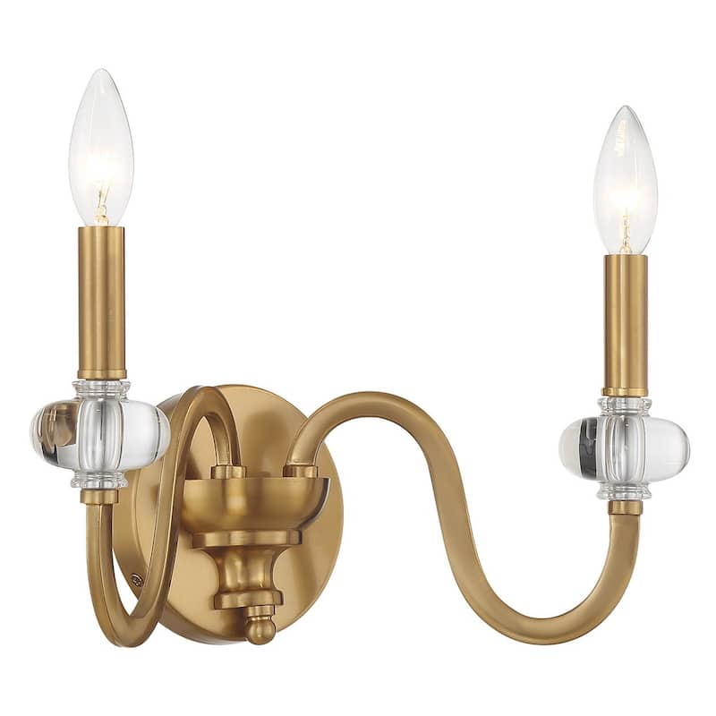 Warm Brass Two Light Wall Sconce from the Bergdorf Collection