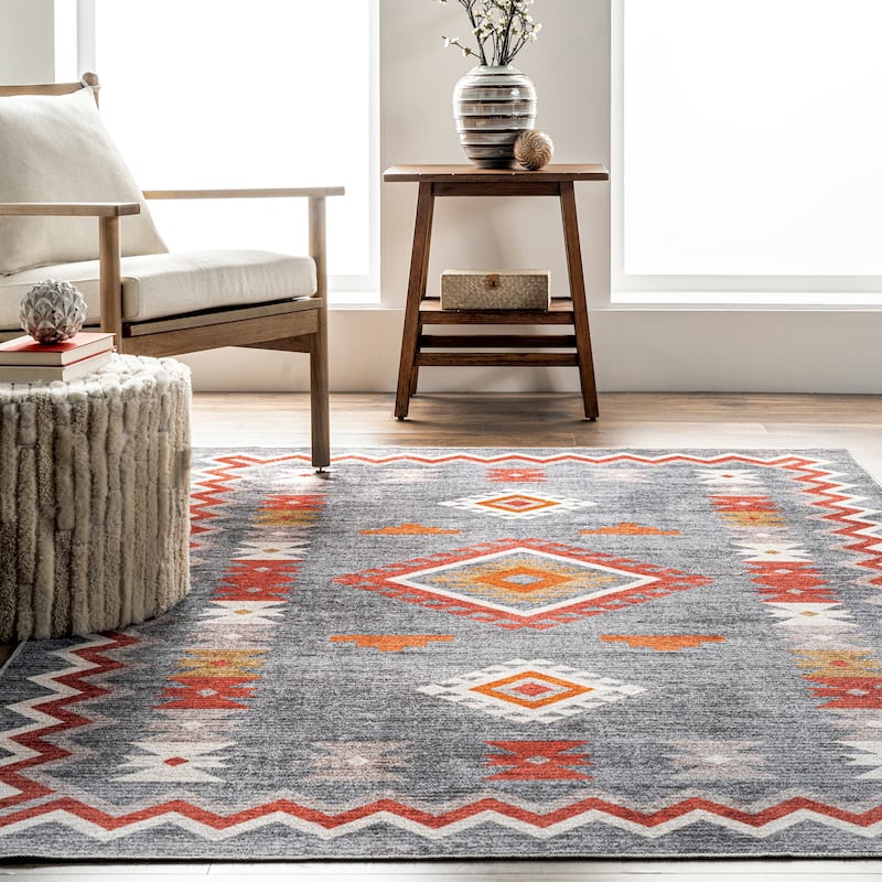 Nuloom Jayde SpinClean Machine Washable Southwestern Diamond Area Rug