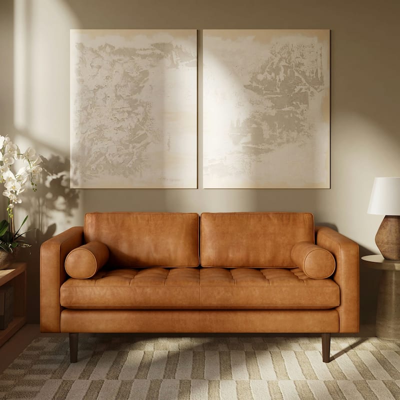 Poly & Bark Napa 72" Apartment Sofa - Full Grain Genuine Italian Leather