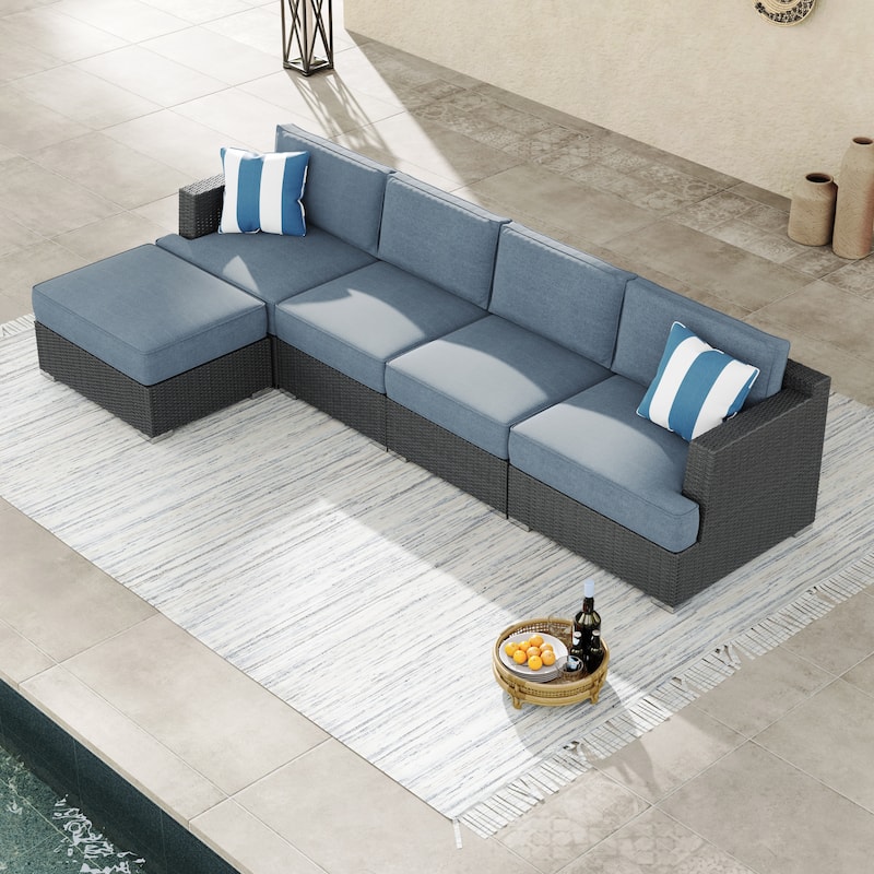 Corvus Ancud 5-piece Wicker Patio Conversation Set with Sunbrella Cushion & Sunbrella Pillows