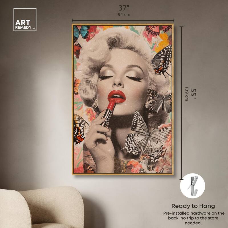 Iconic Lady Butterfly Collage Canvas by Art Remedy