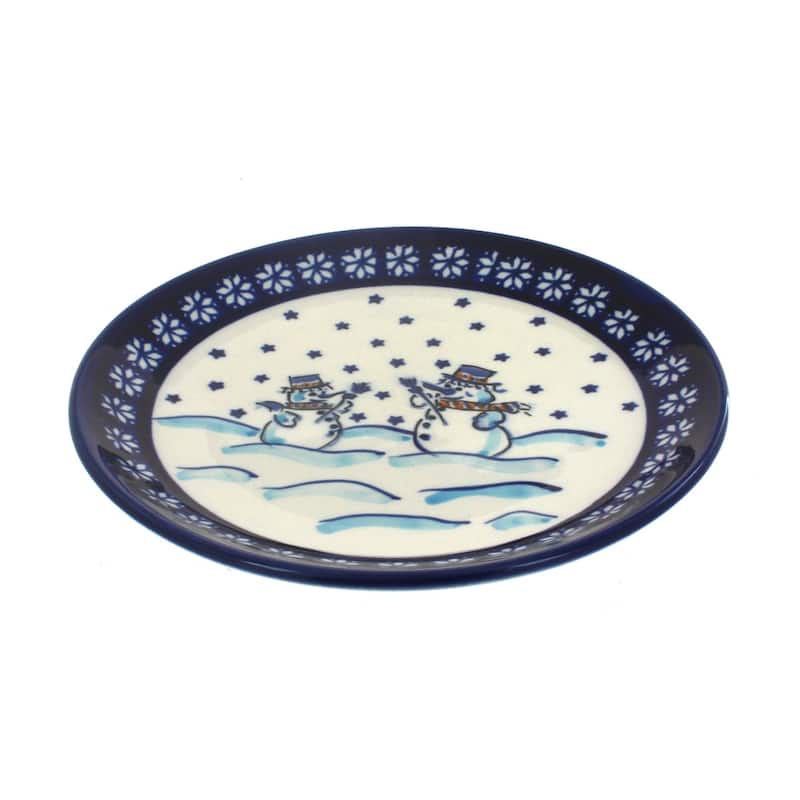 Blue Rose Polish Pottery Zaklady Dessert Plate - Frosty Friend