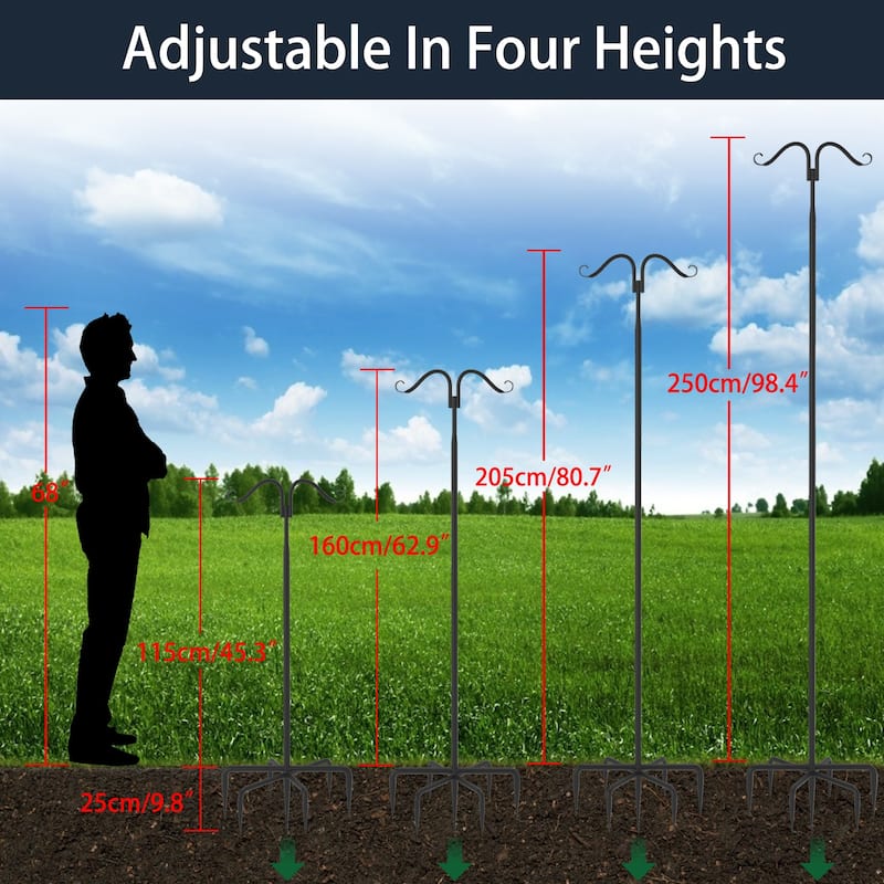 2X Double Shepherds Hooks Outdoor Heavy Duty for Hanging Bird Feeder - 107"