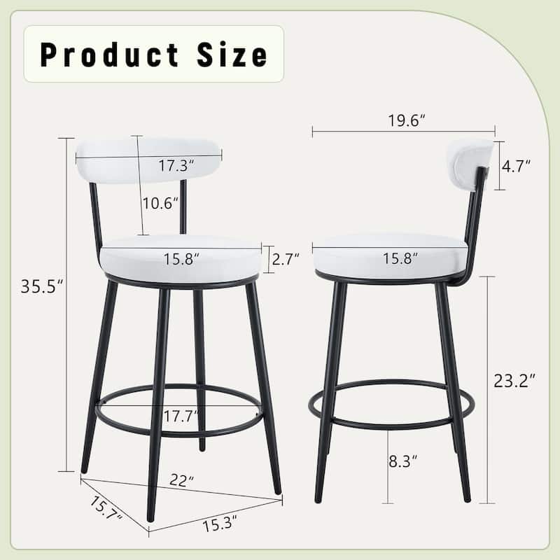 Two Sets Of Rrgonomic High Leg Bar Chairs,Technology Fabric Cushions,The Total Height Is 35.5 Inches