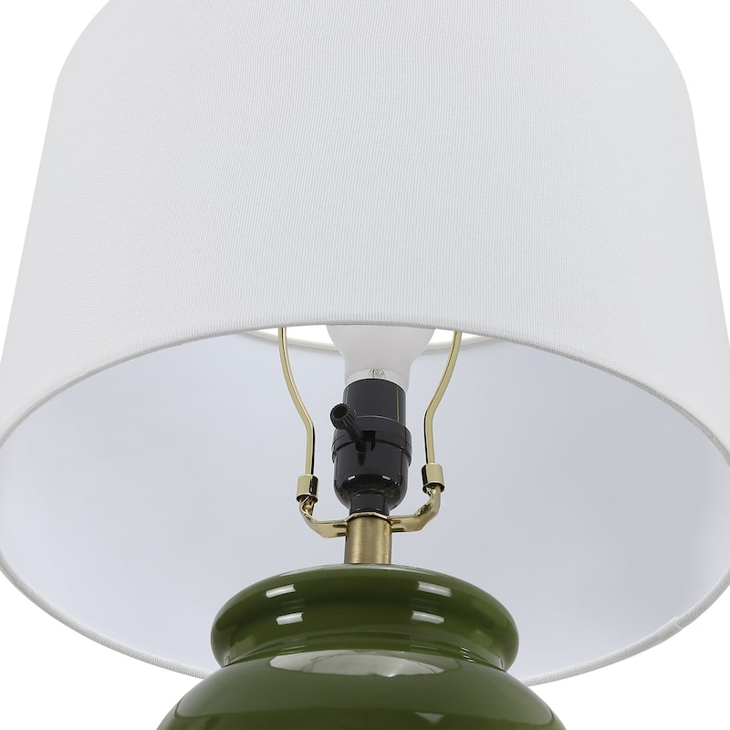 3-Way Ceramic Table Lamp with White Drum Shade - 23 in. H