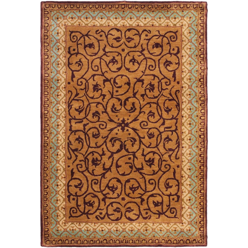 SAFAVIEH Handmade Empire Amande Traditional Oriental Wool Rug - 4' x 6' - Brown/Blue
