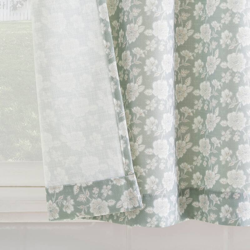 No. 918 Mistral 2-pack Floral Semi-Sheer Rod Pocket 2-Piece Kitchen Curtain Tier Pair