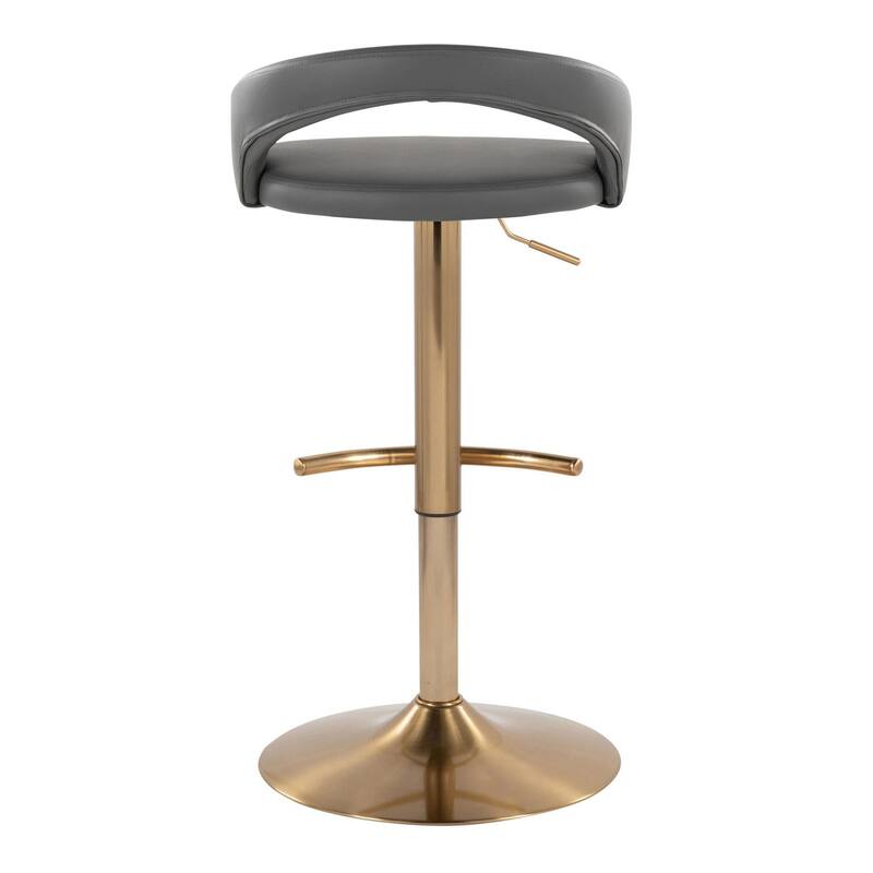 Grotto Upholstered Adjustable Barstool with Gold Metal - Set Of 3