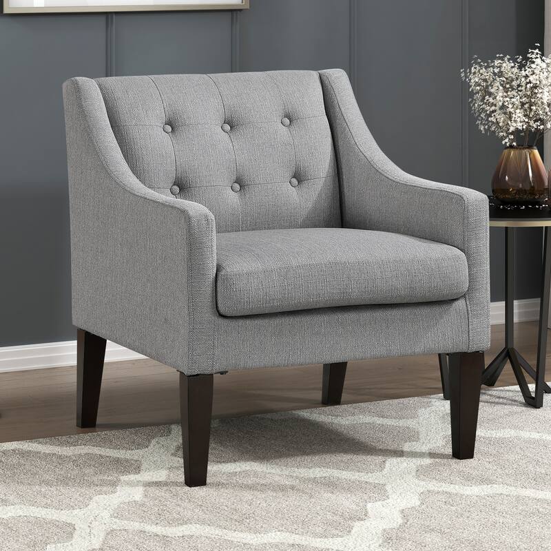 Laertes 26" Textured Fabric Accent Chair - Button-Tufted Chair Back