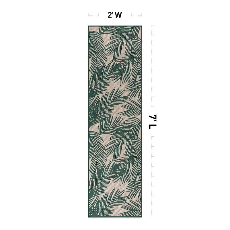 World Rug Gallery Contemporary Distressed Leaves Textured Flat Weave Indoor/Outdoor Area Rug