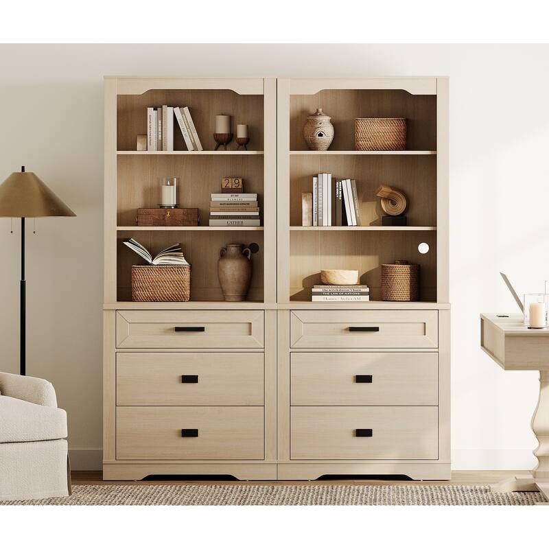 3 Tier Bookcase with Drawer,73.3" Tall Floor Standing Bookshelf