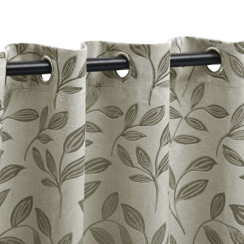 Superior Modern Bohemian Leaves Room Darkening Curtains with Grommets