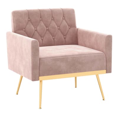 Modern Velvet Accent Chair Upholstered Single Sofa Chair Armchair