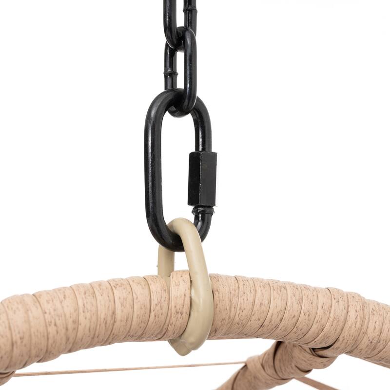 Outdoor Indoor Swing Egg Chair with Antracite Color Cushion And Black Color Base