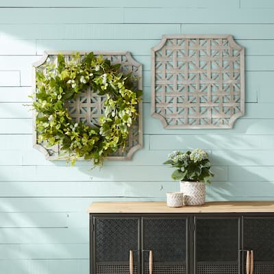 Woven Wooden Square Wall Hangings - 33.25" - Set of 2