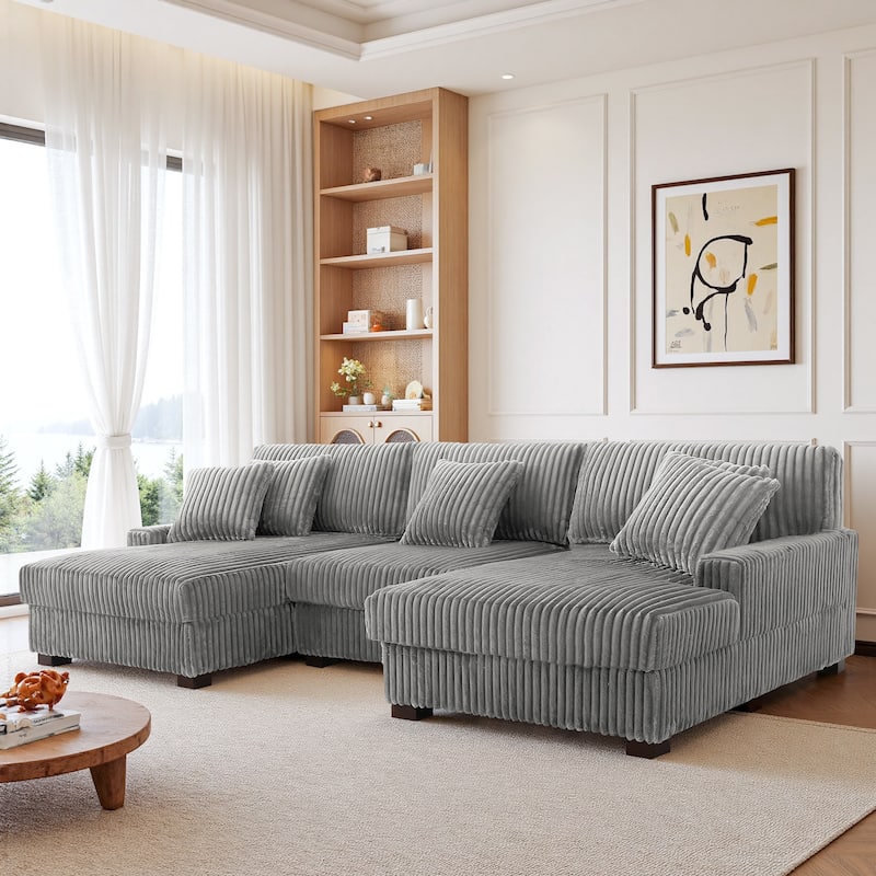 118.4"W Plush Modular Sectional Sofa with Pillows