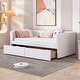 preview thumbnail 24 of 31, Twin Size Upholstered Daybed with Stripe Headboard and 2 Storage Drawers, Velvet Daybed Sofa Bed for Teens Bedroom