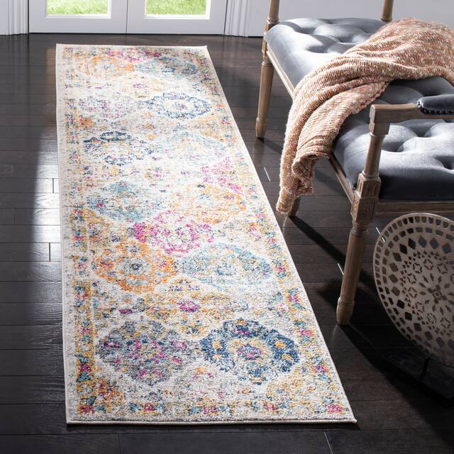 SAFAVIEH Madison Avery Boho Chic Distressed Area Rug - 2'3" x 10' Runner - Cream/Multi