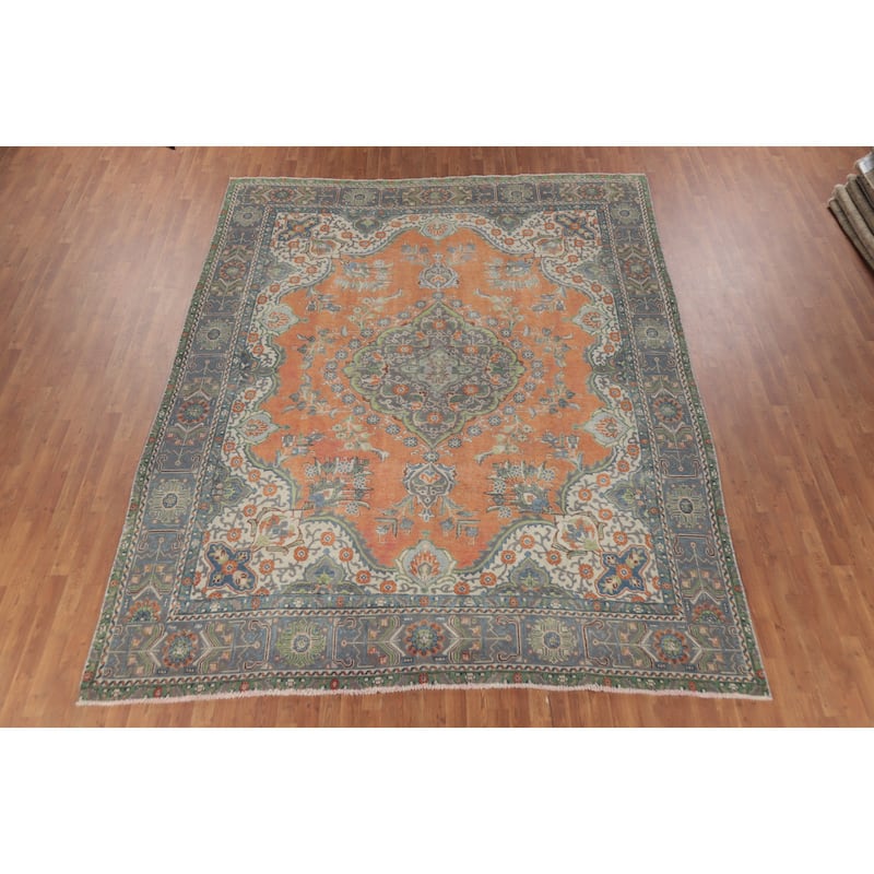 Tabriz Persian Vintage Rug Traditional Handmade Wool Carpet - 9'6" x 12'6"