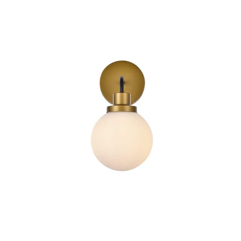 Elegant Lighting LD7030W8 Hanson 12" Tall Bathroom Sconce - Black / Brass / Frosted