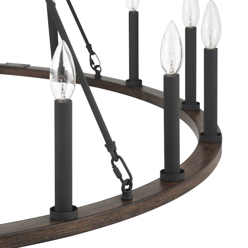 47In Farmhouse 16-light Large Round Wagon Wheel Candle Chandelier - 47'' D X 140'' H