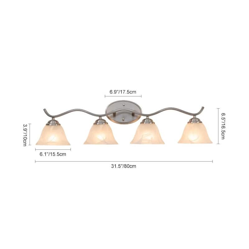 3-Light Alabaster Glass Bell Bathroom Vanity Wall Lamp - 31.5in