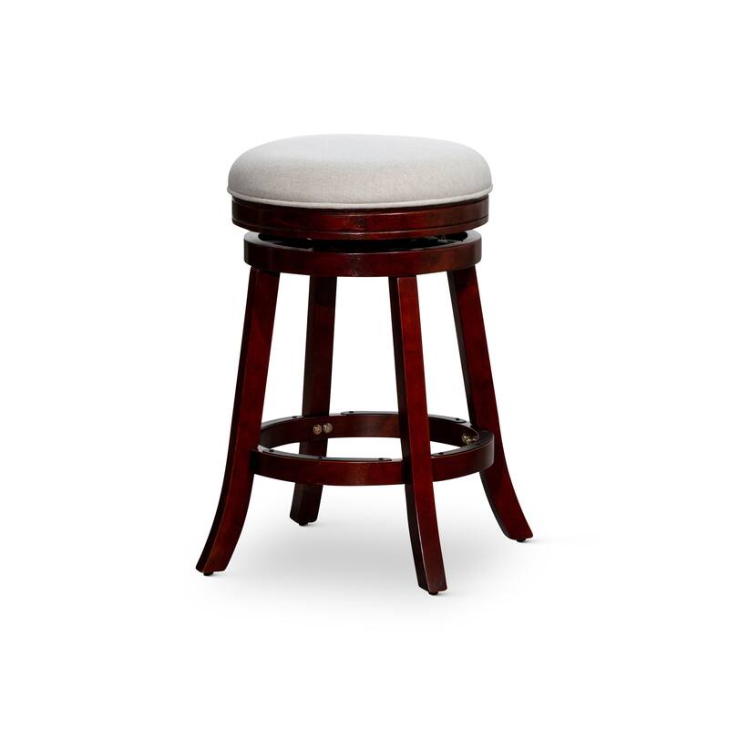 DTY Indoor Living Creede Backless Swivel Stool - Cherry Finish/Beige Fabric - Counter Height