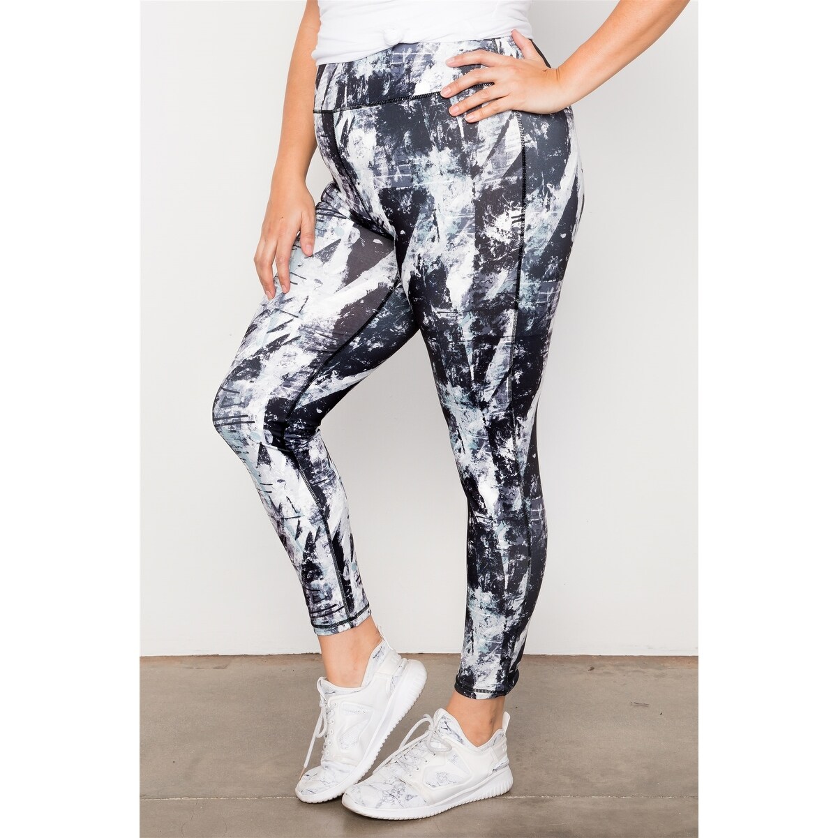 Shop Plus Size Active Athletic Mid Rise Abstract Leggings Free