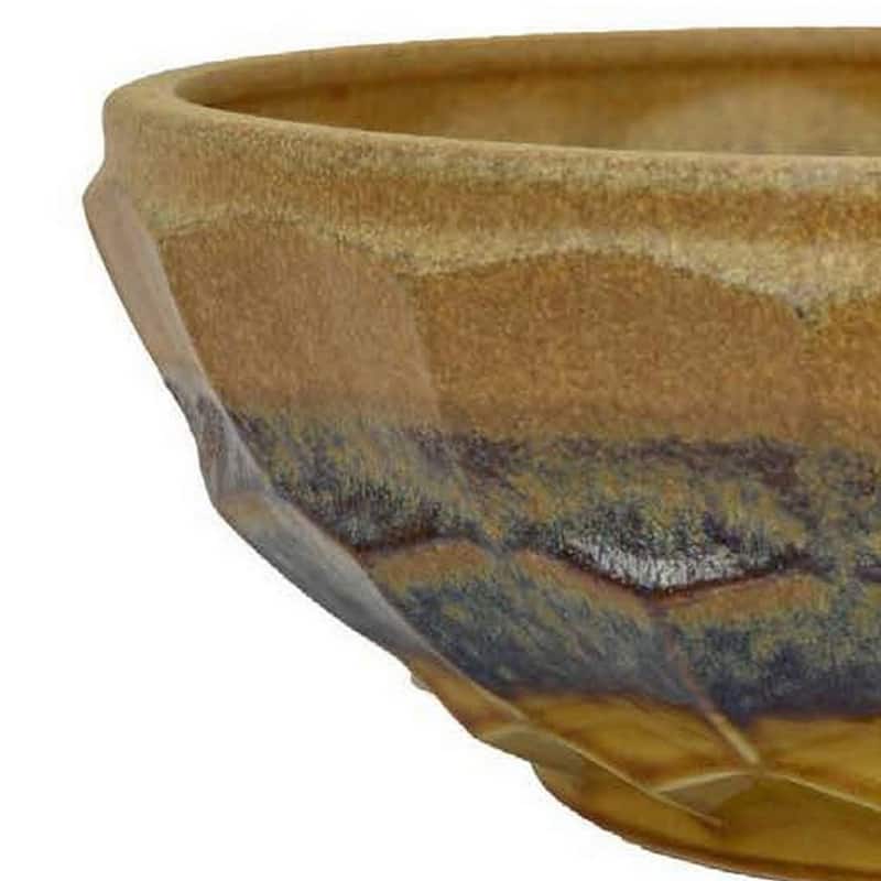 Lione Decorative Bowl, Glossy Brown and Gray Glazed Ceramic, 16 Inch