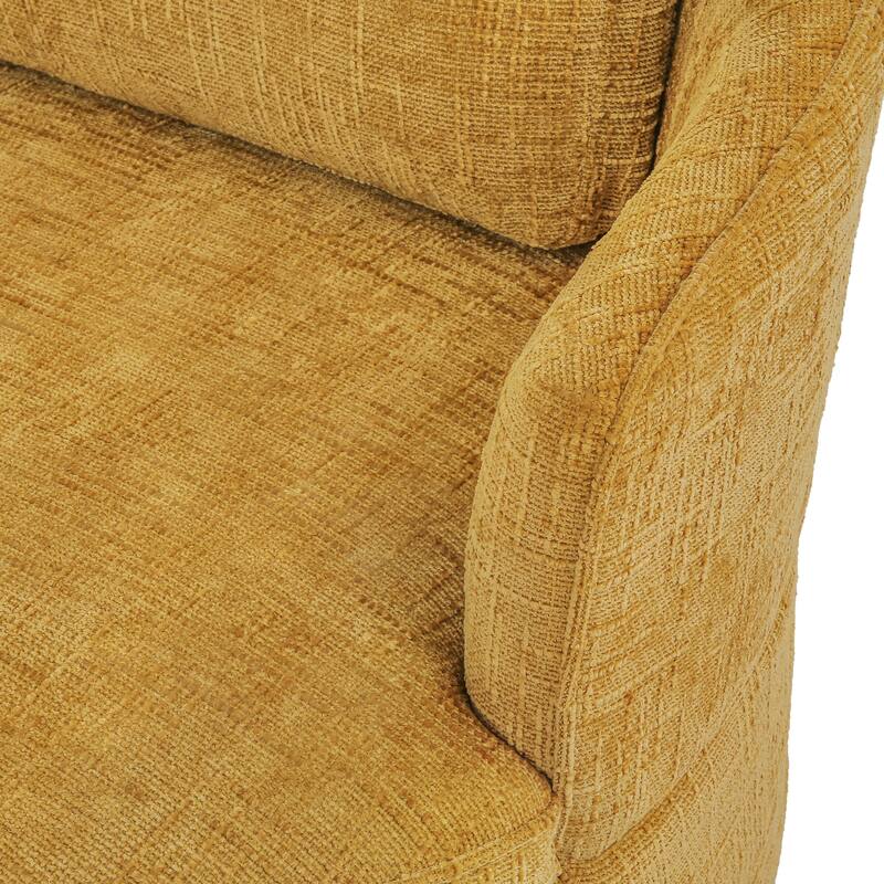 Upholstered Swivel Barrel Accent Chair Metal Frame with Flared Arms and Pillows