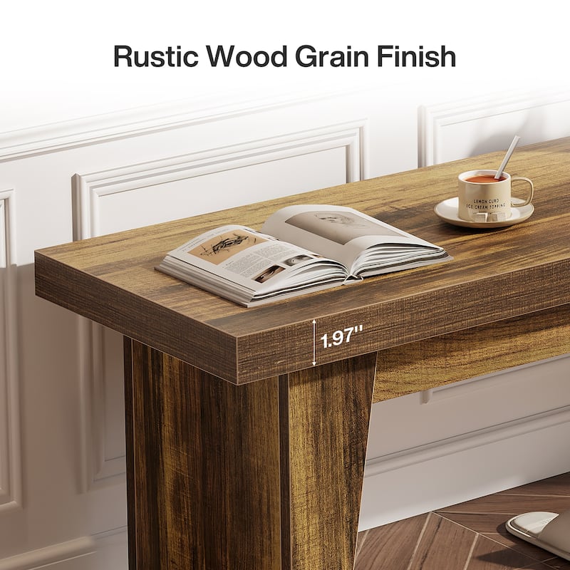 Farmhouse Long Wooden Entryway Bench for Living Room Hallway Bedroom - 15.55"D x 55.12"W x 17.9"H