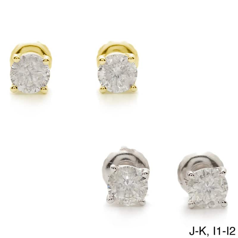 Auriya 18k Gold 1 1/4ctw Round Diamond Stud Earrings Clarity-enhanced - J-K, I1-I2 - White