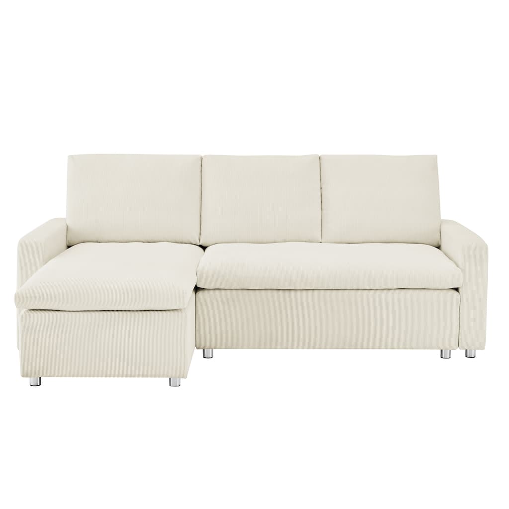 L Shaped Convertible Sleeper Sofa,90" Sectional Couch wStorage Chaise