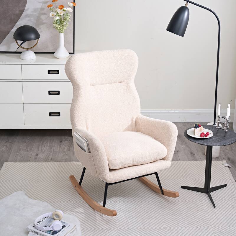 29.1" High Back Rocking Chair with Side Pocket