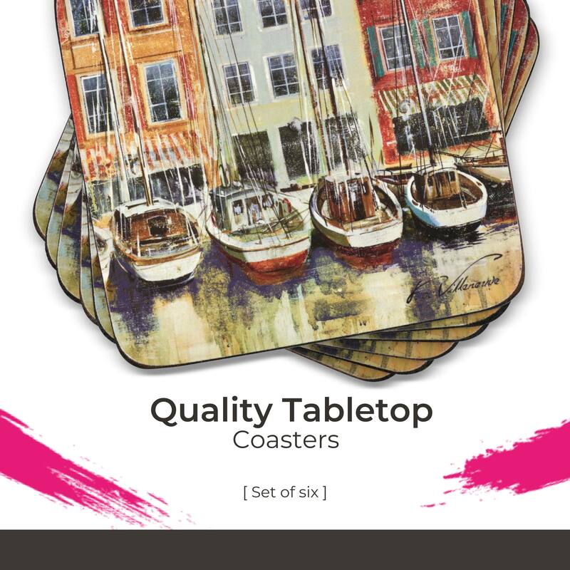 Pimpernel Set of 6 Boat Scene Coasters - 4 Inch