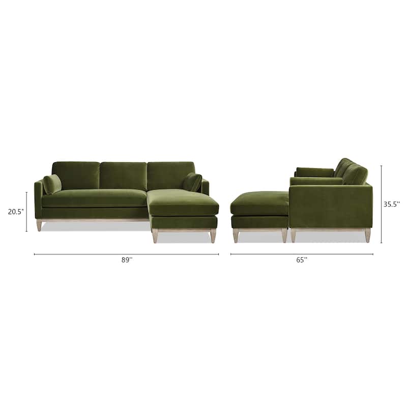 Knox 89" Performance Velvet Reversible Chaise Sectional Sofa