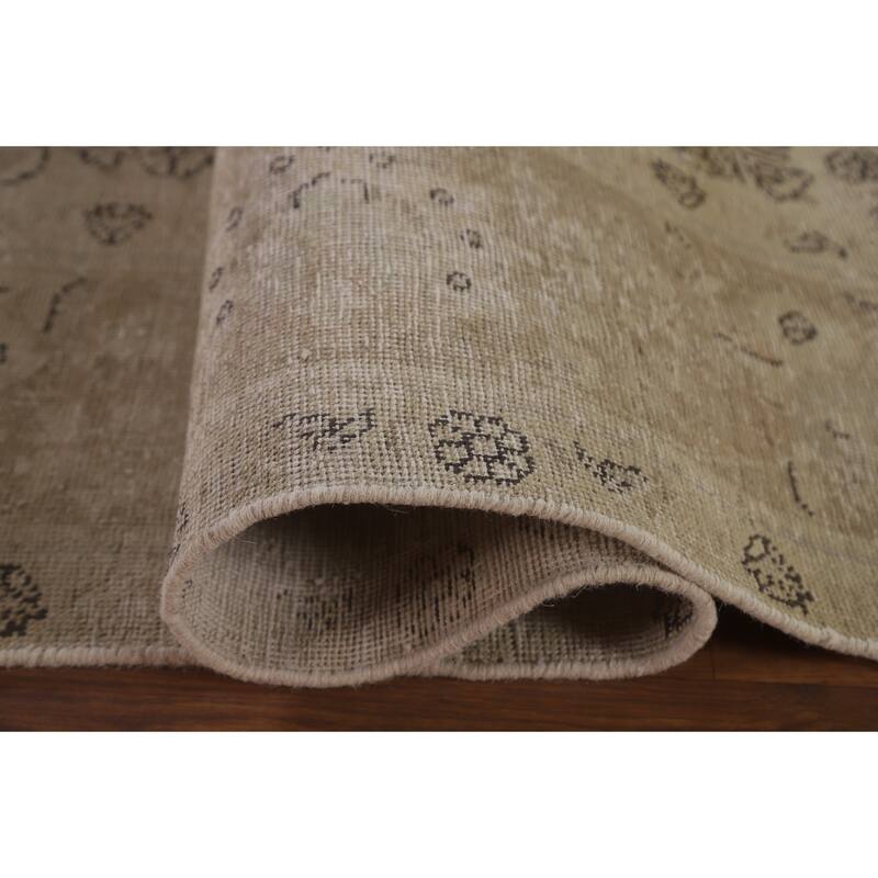 Hand Knotted Oriental 100% Wool Carpet Traditional Floral Beige & Ivories Tabriz Area Rug - 12' 9'' X 9' 10''