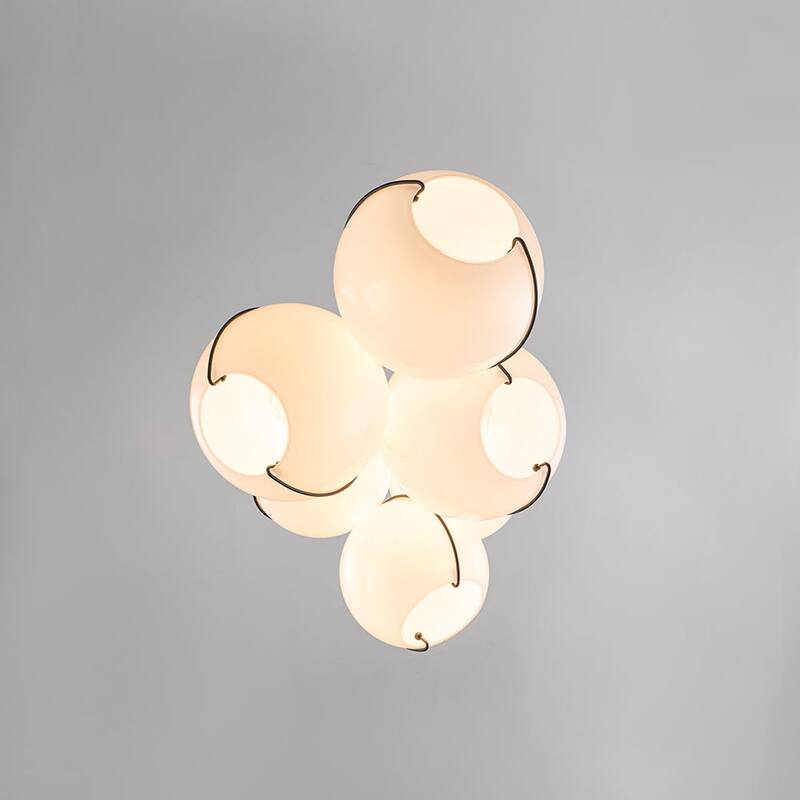 Classic Elegant Milky White Glass Globe Cluster Chandelier