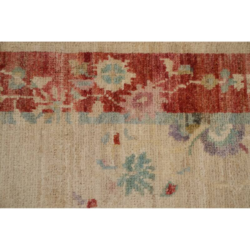 Hand Knotted Oriental 100% Wool Carpet Traditional Floral Beige & Ivories Art Deco Area Rug - 6' 1'' X 2' 7''