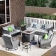 preview thumbnail 2 of 30, OVIOS 6-Piece Outdoor Patio Swivel Chairs Set with 30" Fire Pit Light Gray