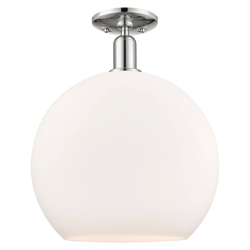 Innovations Lighting 716-1C-19-14 Athens Semi-Flush Athens 14" Wide - Polished Nickel / Matte White
