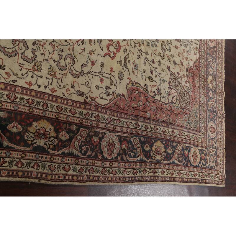 Antique Vegetable Dye Authentic Oushak Turkish Wool Area Rug Handmade - 8'11" x 11'7"