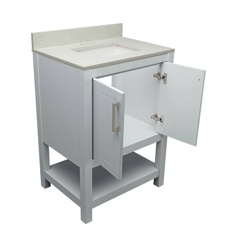 Taos 25" Bathroom Vanity with Cultured Marble Vanity Top Sink in White with White Basin