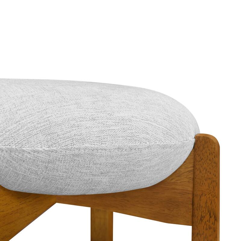 Christopher Knight Home - Tara Rubberwood Upholstered Barstools in Walnut and Ivory Fabric