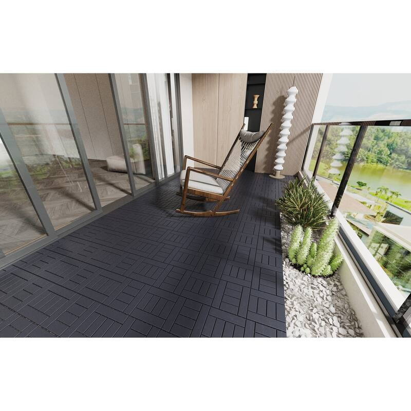 12" Patio DIY Module Interlocking Decking Tiles Floor Tile,Easy and Quick Installation Court Tiles for Porch Poolside Balcony