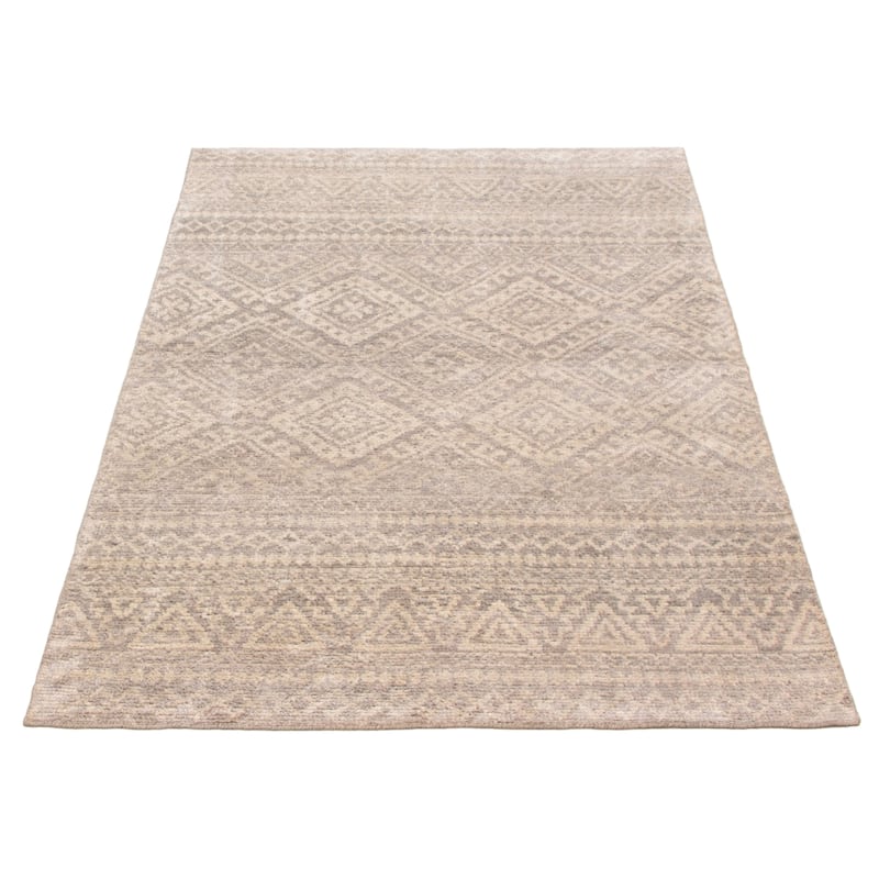 ECARPETGALLERY Hand-knotted Tangier Light Grey Silk Rug - 5'0 x 7'7