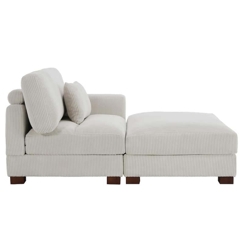 Modern 43'' Corduroy Comfy Sectional Chaise Lounge with Pillow