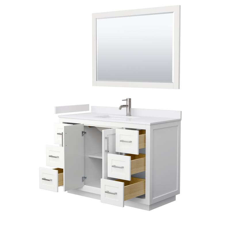 Miranda Single Vanity Set, Cultured Marble Top, 46-Inch Mirror