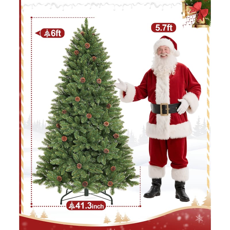 5ft/6ft/7ft Artificial Christmas Tree with Flame-retardant PVC and Metal Base